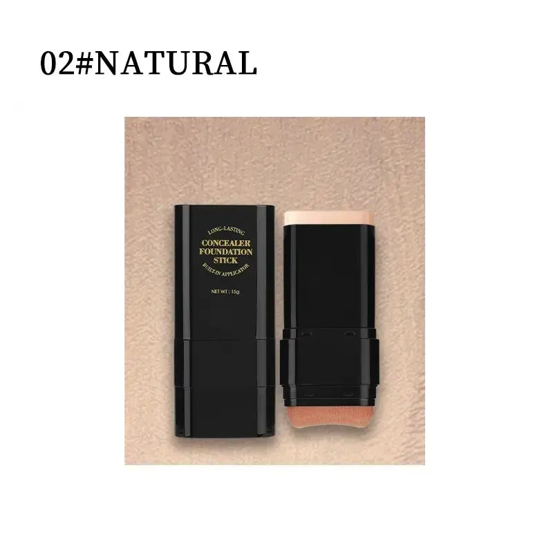 Dual-Function Concealer Stick with Brush in Wheatshade - Waterproof, Hydrating, Long-Wearing Foundation for Women & Girls, Lightweight Matte Finish, Flawless Coverage, Includes Trout Mouth Lip Liner and Daniela Katseye Eyeliner, Soft Matte Cream Concealer, and Lashes