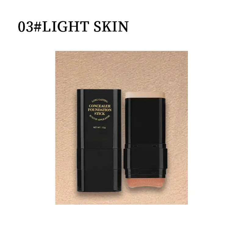 Dual-Function Concealer Stick with Brush in Wheatshade - Waterproof, Hydrating, Long-Wearing Foundation for Women & Girls, Lightweight Matte Finish, Flawless Coverage, Includes Trout Mouth Lip Liner and Daniela Katseye Eyeliner, Soft Matte Cream Concealer, and Lashes