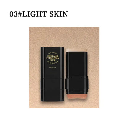 Dual-Function Concealer Stick with Brush in Wheatshade - Waterproof, Hydrating, Long-Wearing Foundation for Women & Girls, Lightweight Matte Finish, Flawless Coverage, Includes Trout Mouth Lip Liner and Daniela Katseye Eyeliner, Soft Matte Cream Concealer, and Lashes