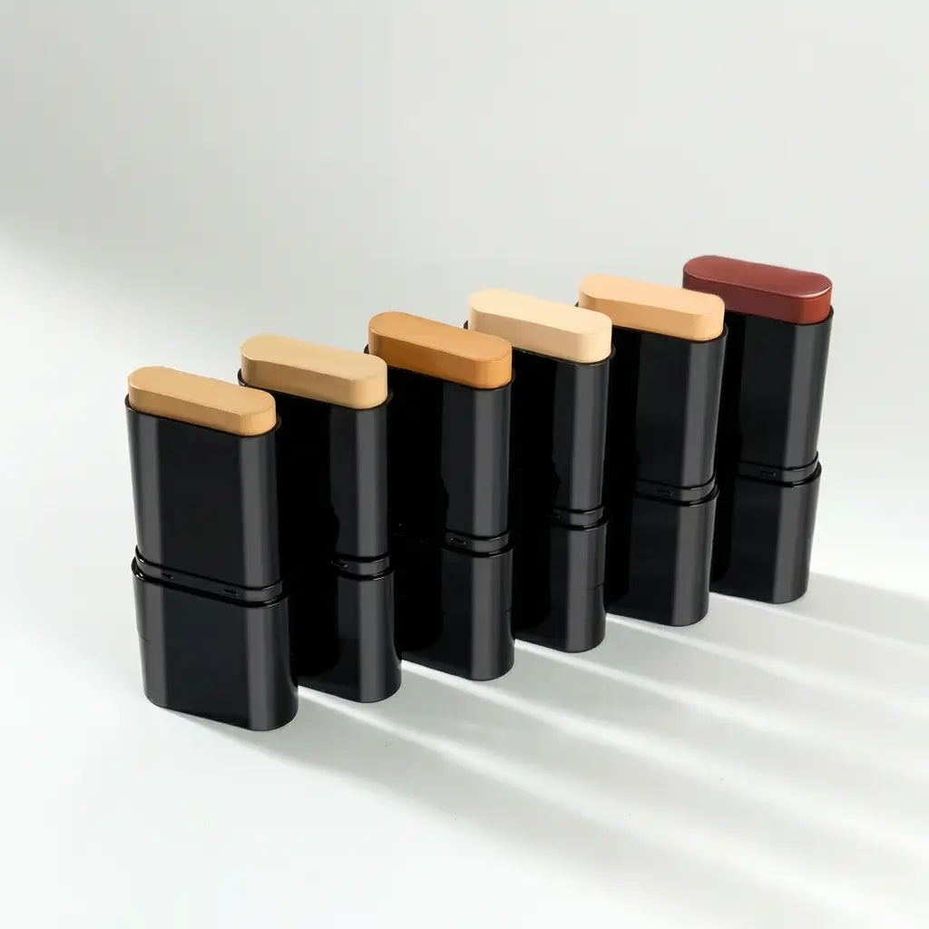 Dual-Function Concealer Stick with Brush in Wheatshade - Waterproof, Hydrating, Long-Wearing Foundation for Women & Girls, Lightweight Matte Finish, Flawless Coverage, Includes Trout Mouth Lip Liner and Daniela Katseye Eyeliner, Soft Matte Cream Concealer, and Lashes