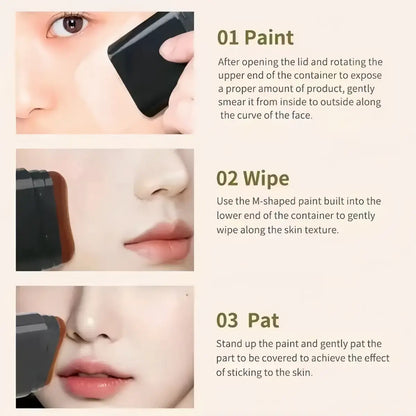Dual-Function Concealer Stick with Brush in Wheatshade - Waterproof, Hydrating, Long-Wearing Foundation for Women & Girls, Lightweight Matte Finish, Flawless Coverage, Includes Trout Mouth Lip Liner and Daniela Katseye Eyeliner, Soft Matte Cream Concealer, and Lashes