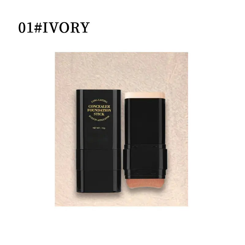 Dual-Function Concealer Stick with Brush in Wheatshade - Waterproof, Hydrating, Long-Wearing Foundation for Women & Girls, Lightweight Matte Finish, Flawless Coverage, Includes Trout Mouth Lip Liner and Daniela Katseye Eyeliner, Soft Matte Cream Concealer, and Lashes