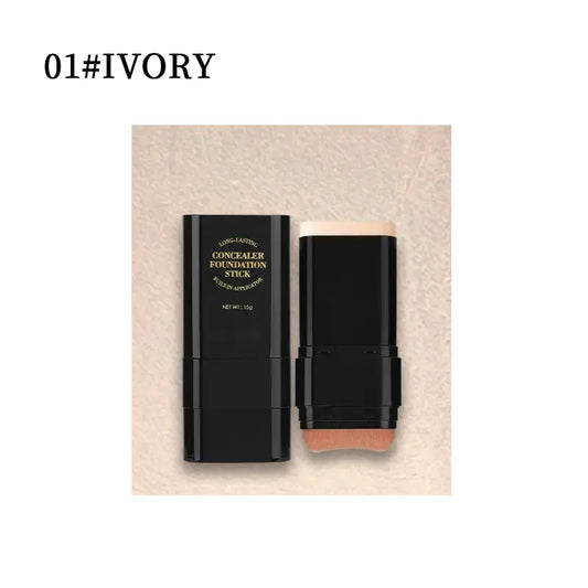 Dual-Function Concealer Stick with Brush in Wheatshade - Waterproof, Hydrating, Long-Wearing Foundation for Women & Girls, Lightweight Matte Finish, Flawless Coverage, Includes Trout Mouth Lip Liner and Daniela Katseye Eyeliner, Soft Matte Cream Concealer, and Lashes